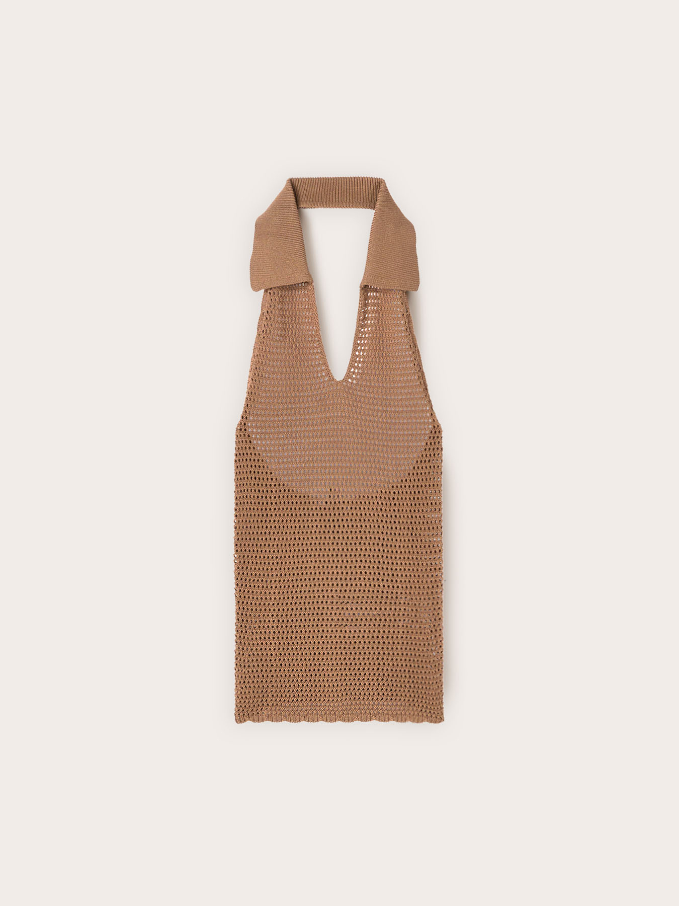 Top in maglia traforata con colletto image number 4