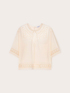 Blusa in georgette con ricami ajour&eacute; image number 4