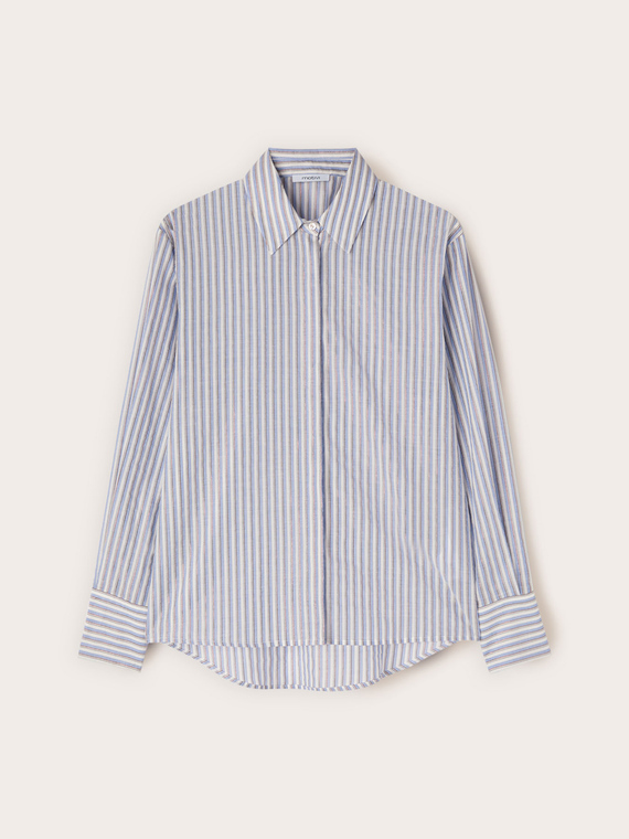 Camicia in popeline a righe lurex