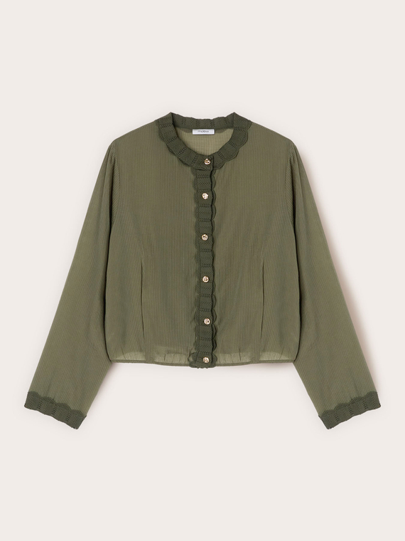 Camicia misto lyocell con bordi in maglia