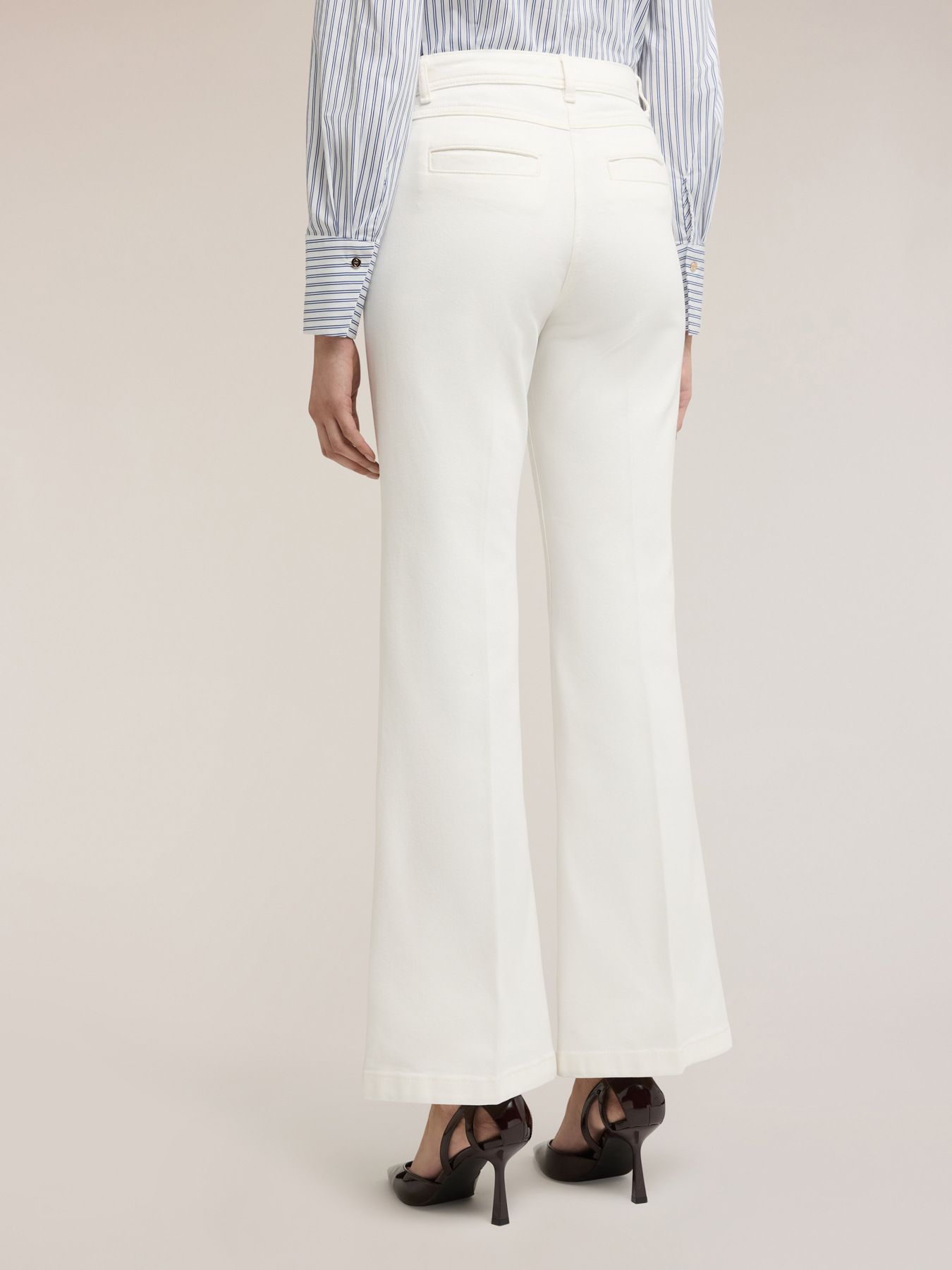 Pantaloni flare in drill di cotone image number 1