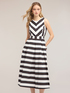 Vestito flare in popeline a righe image number 0