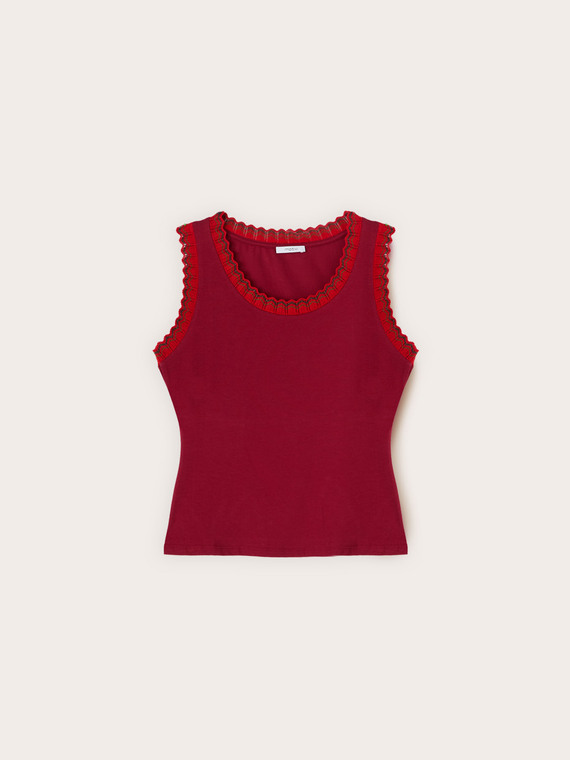 Top in jersey con bordo in maglia