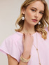 Blusa in cr&ecirc;pe de chine con pieghe image number 2