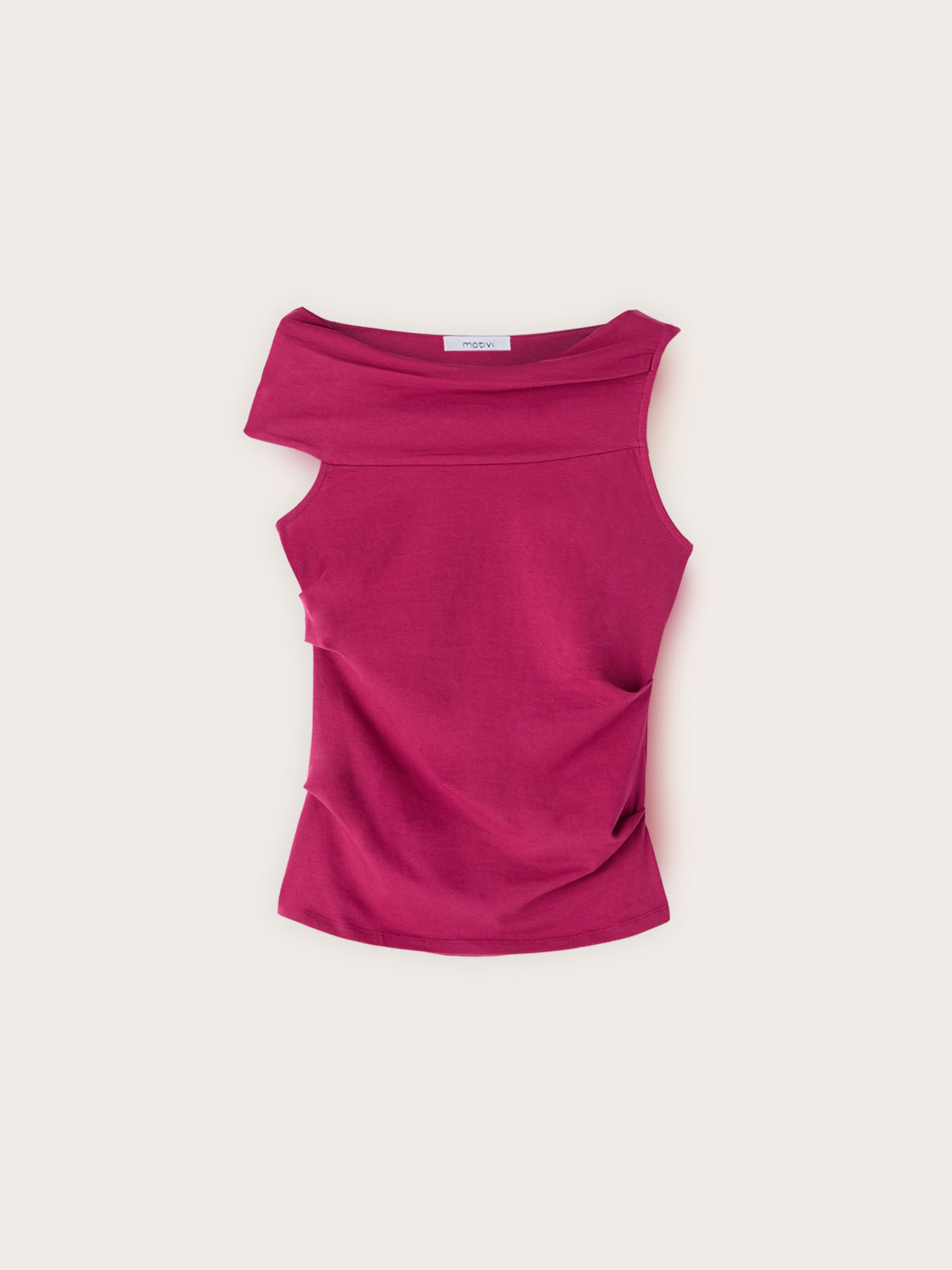 Top in jersey con scollo a barchetta asimmetrico image number 4