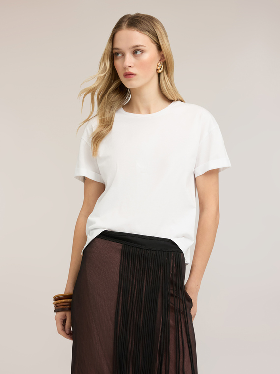 T-shirt boxy con logo ricamato