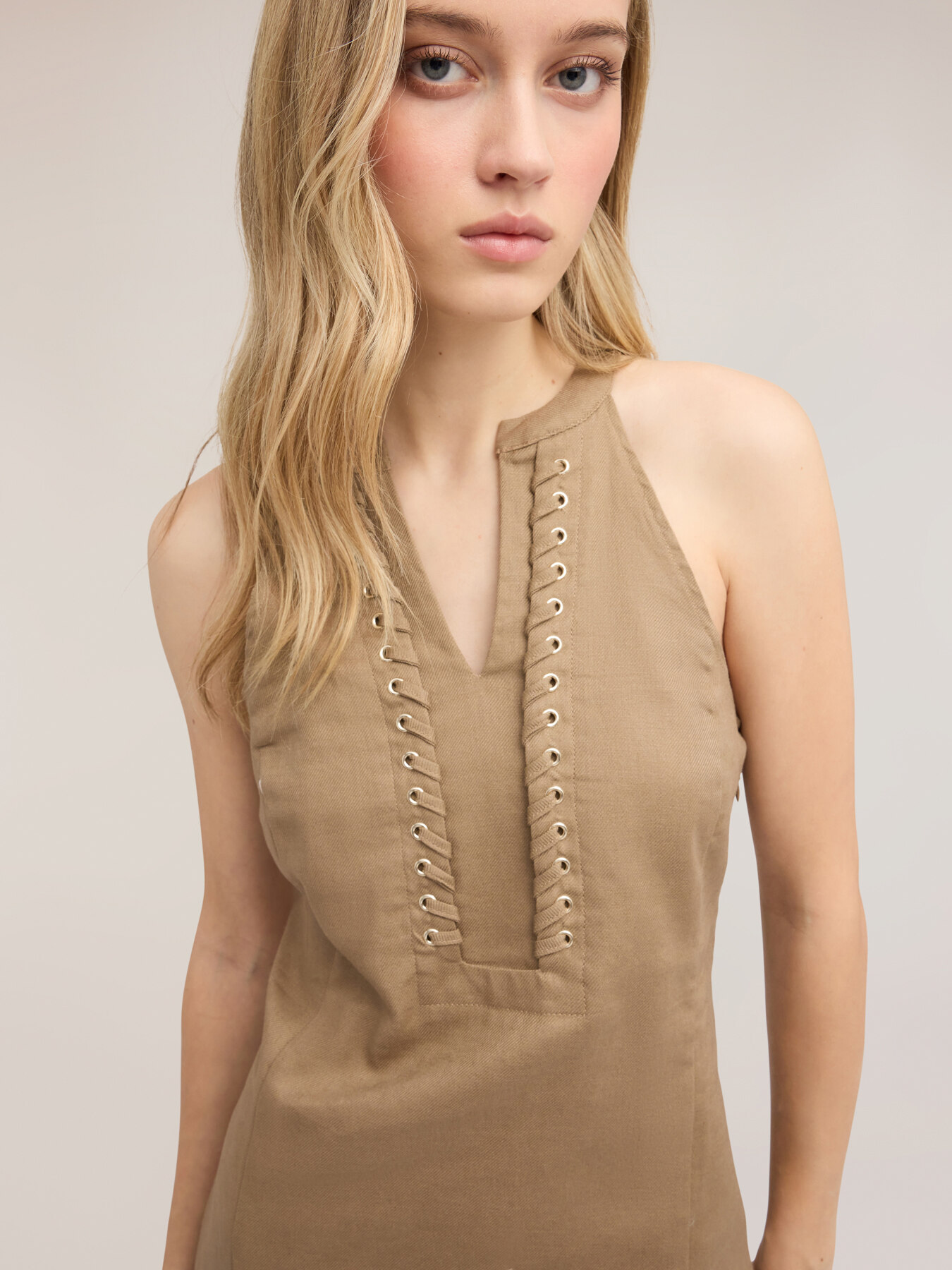 Vestito linea ad A misto lino image number 2