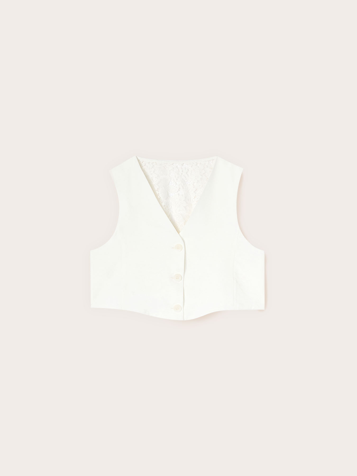 Gilet corto con inserto in pizzo image number 4