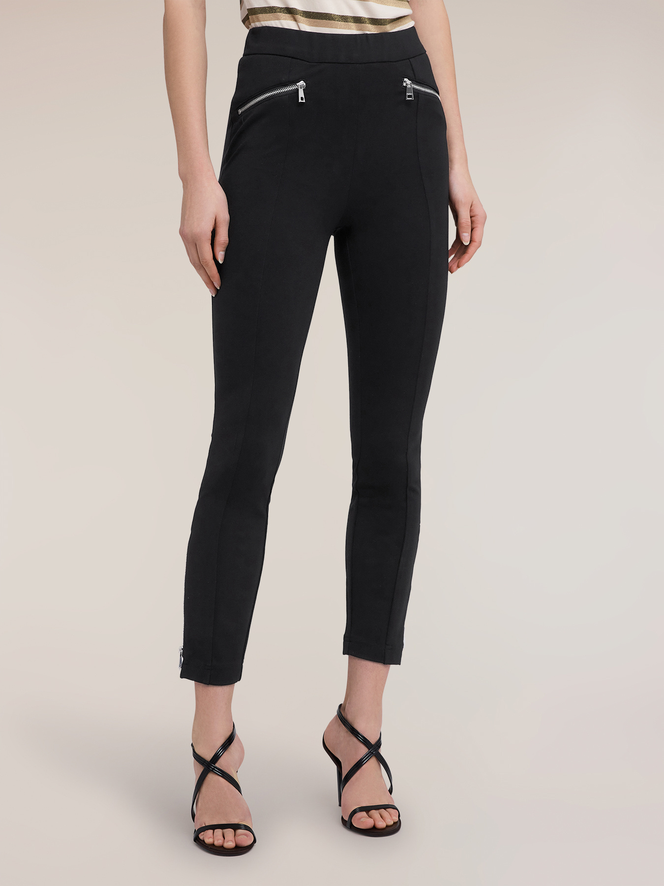 Pantaloni slim in punto milano image number 2