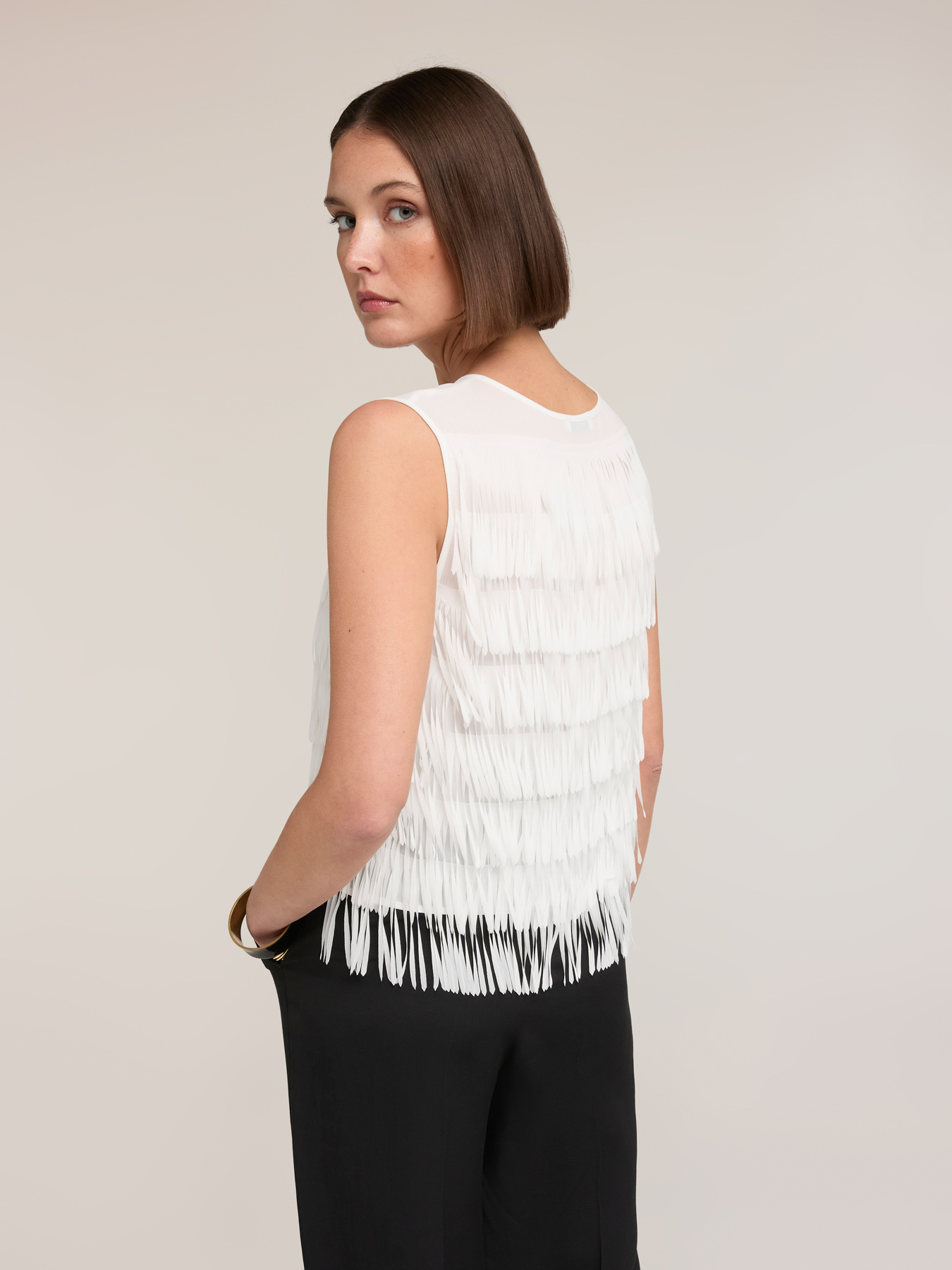 Top in georgette con frange image number 1