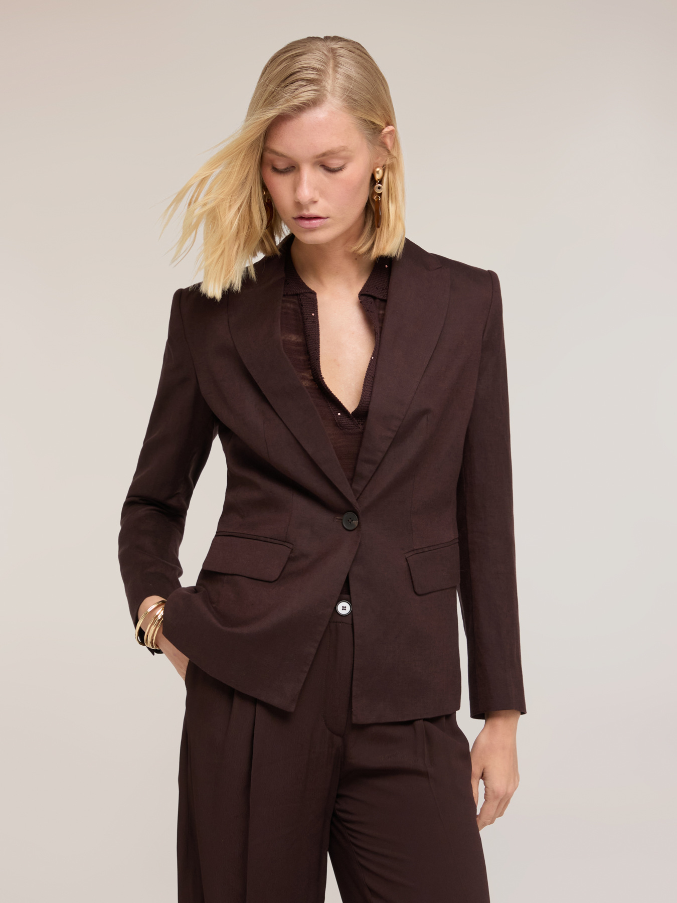 Blazer in misto lino lyocell image number 0
