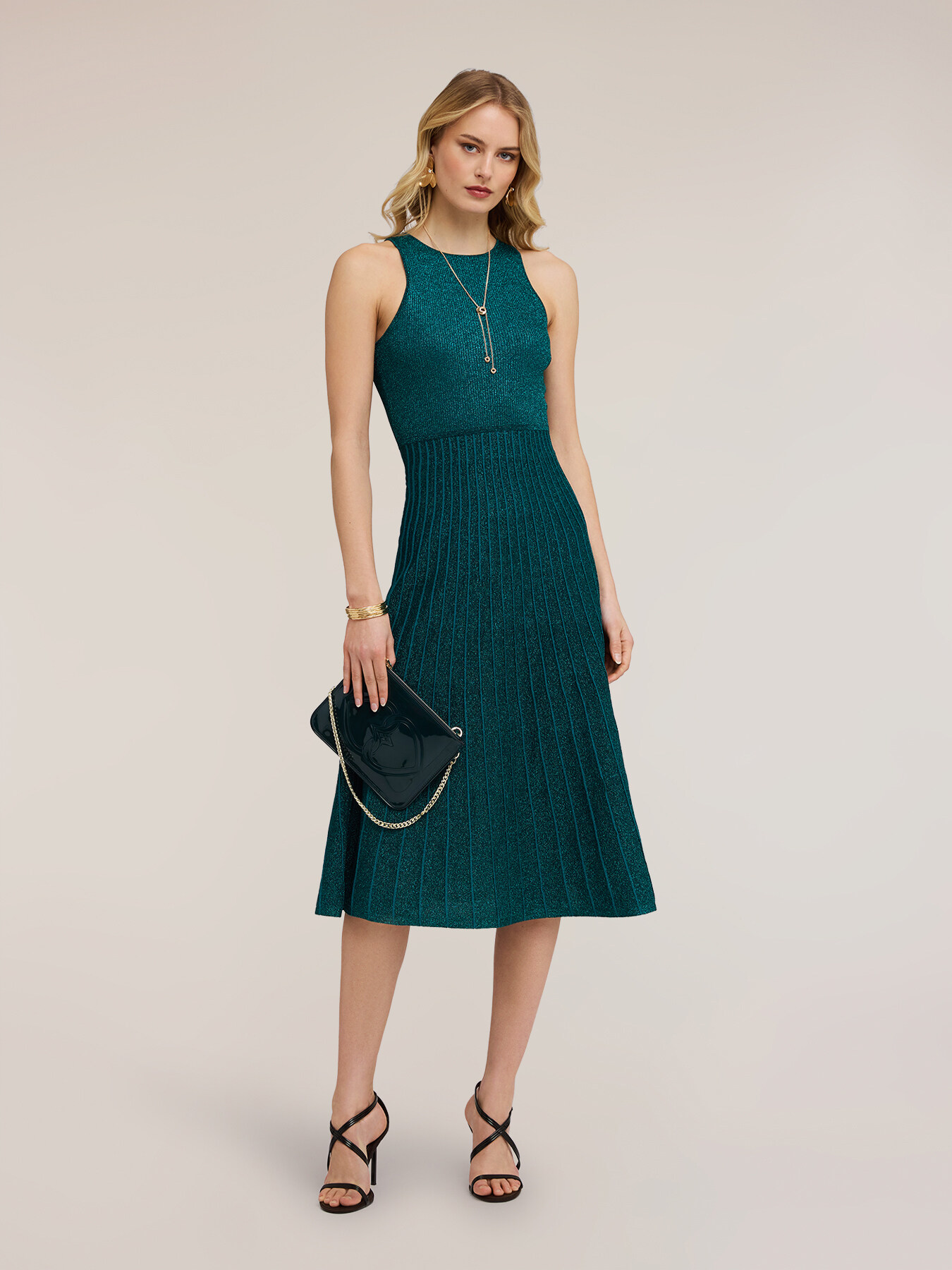 Vestito flare in maglia pliss&eacute; image number 0