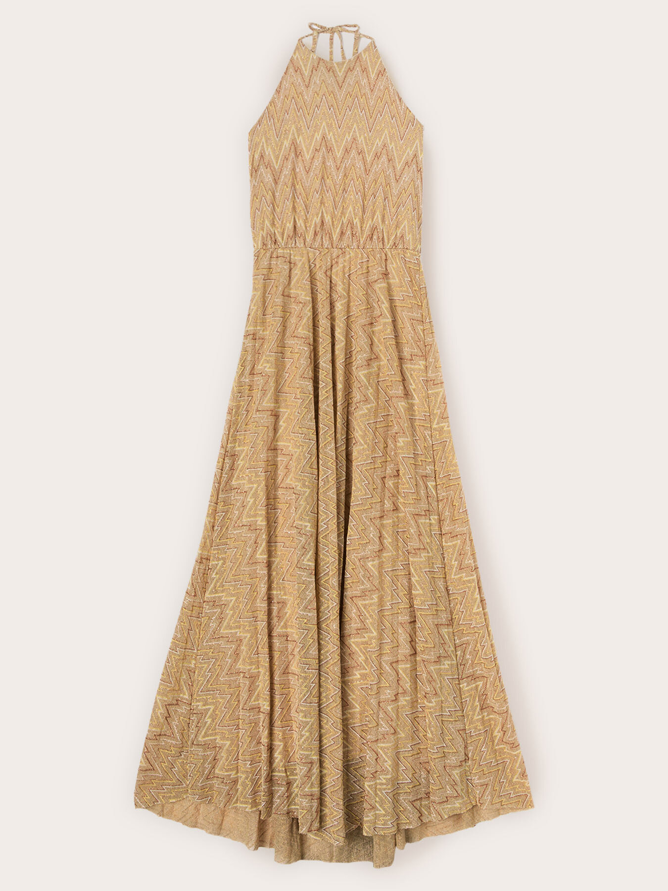 Vestito flare lungo misto lurex image number 4