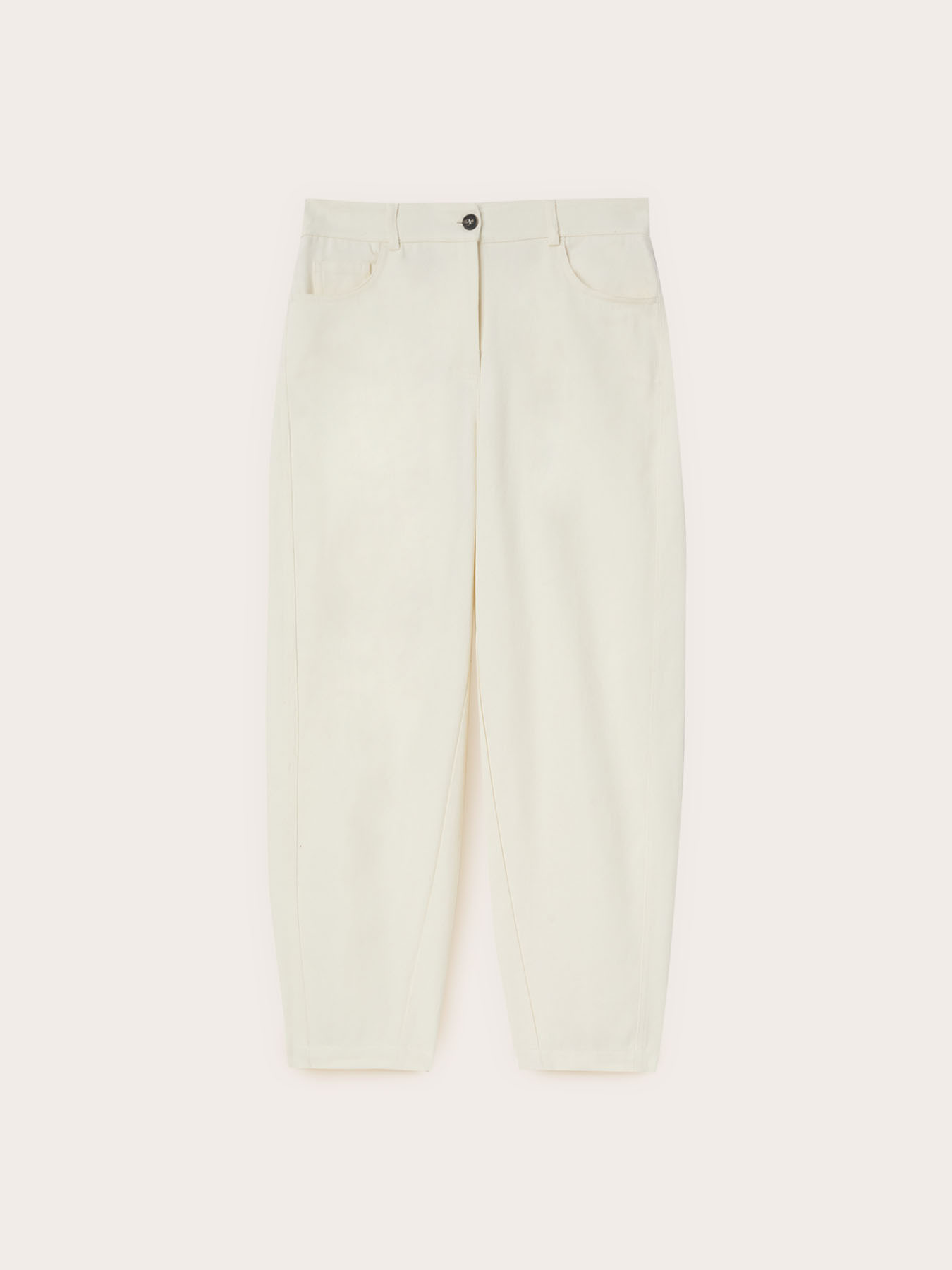 Pantaloni cropped barrel leg in drill di cotone image number 4