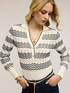 Polo in maglia fine a righe chevron image number 0