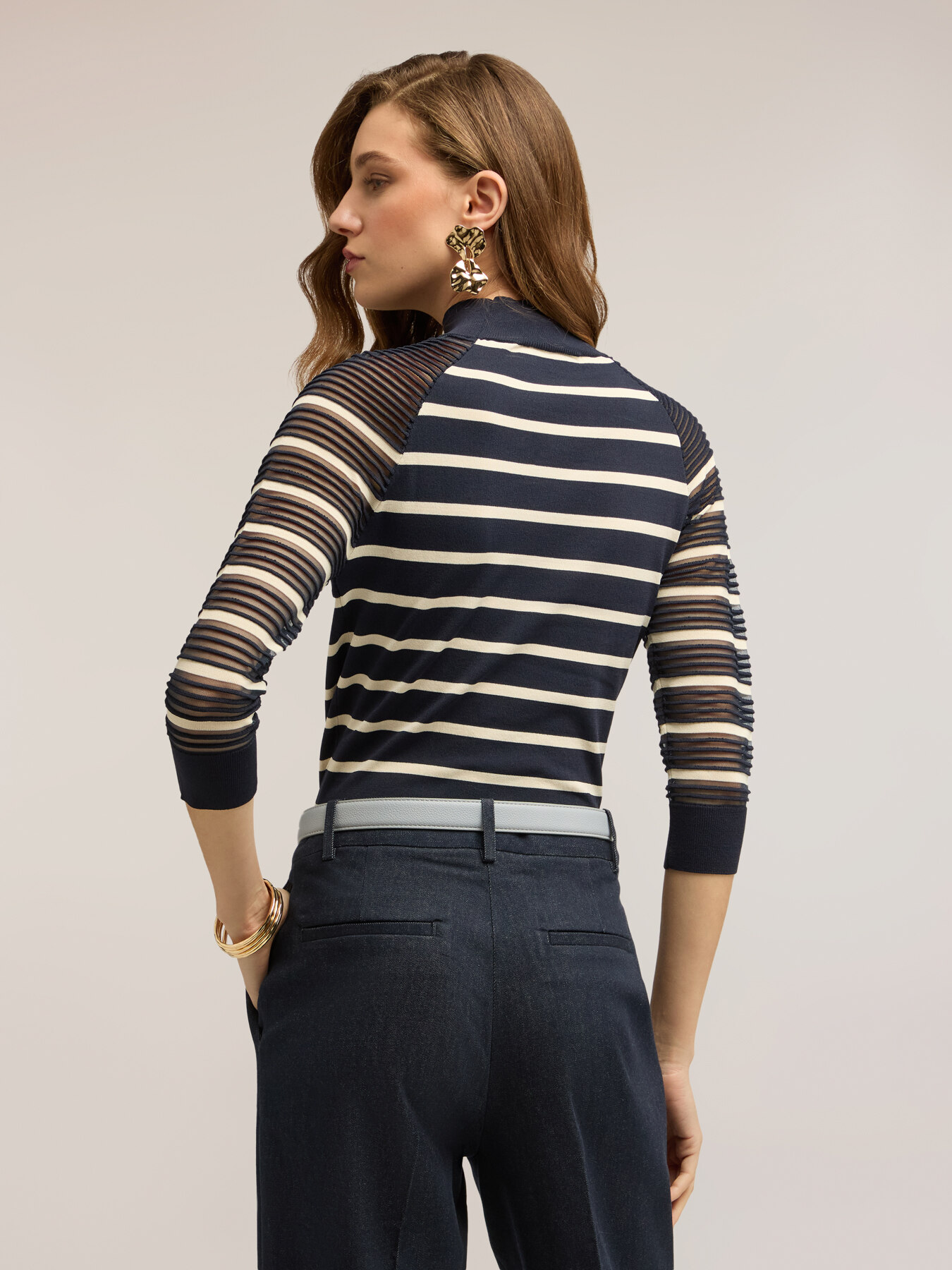 Maglia a righe con trasparenze image number 1