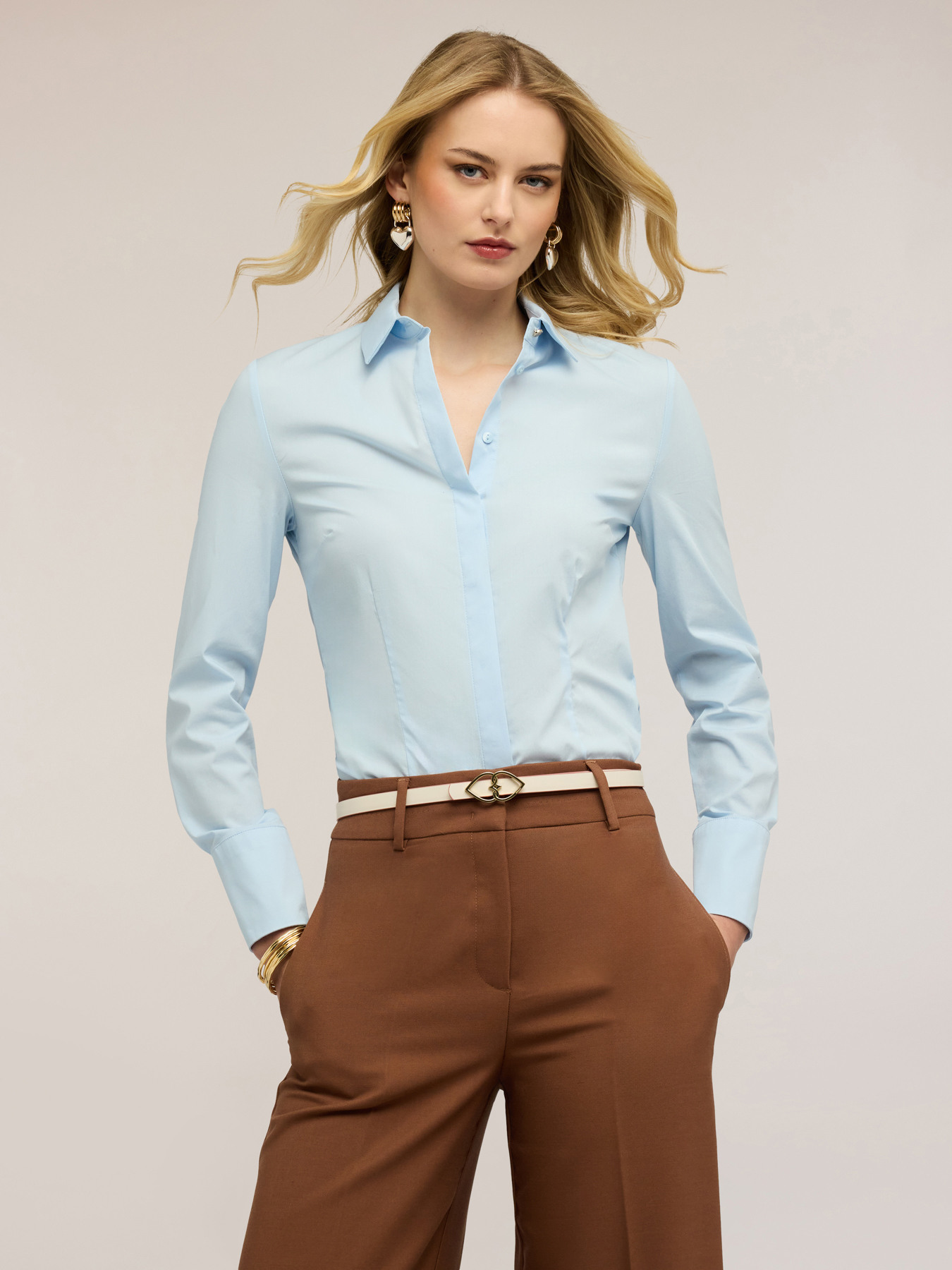 Camicia in popeline di misto cotone image number 0