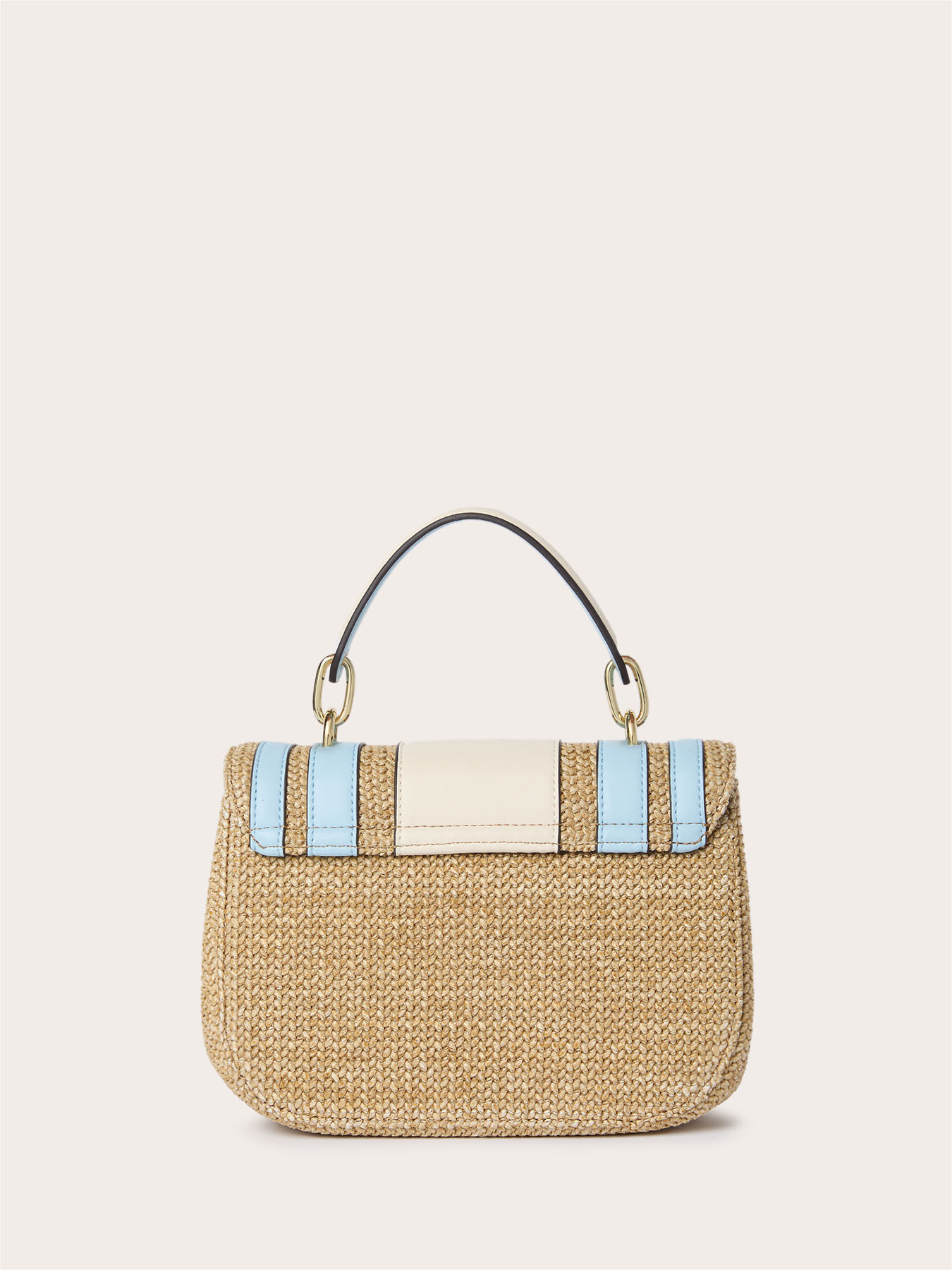 Borsa a tracolla in rafia e righe image number 2