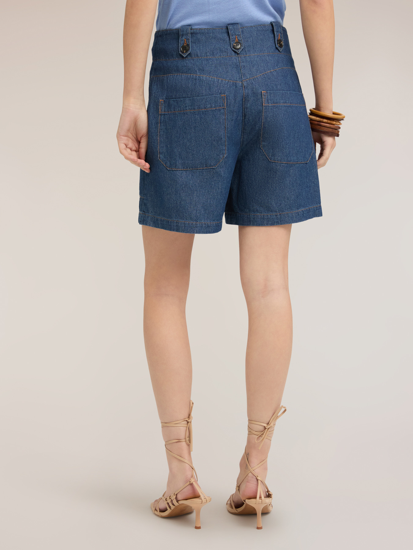 Shorts a vita alta in denim image number 0