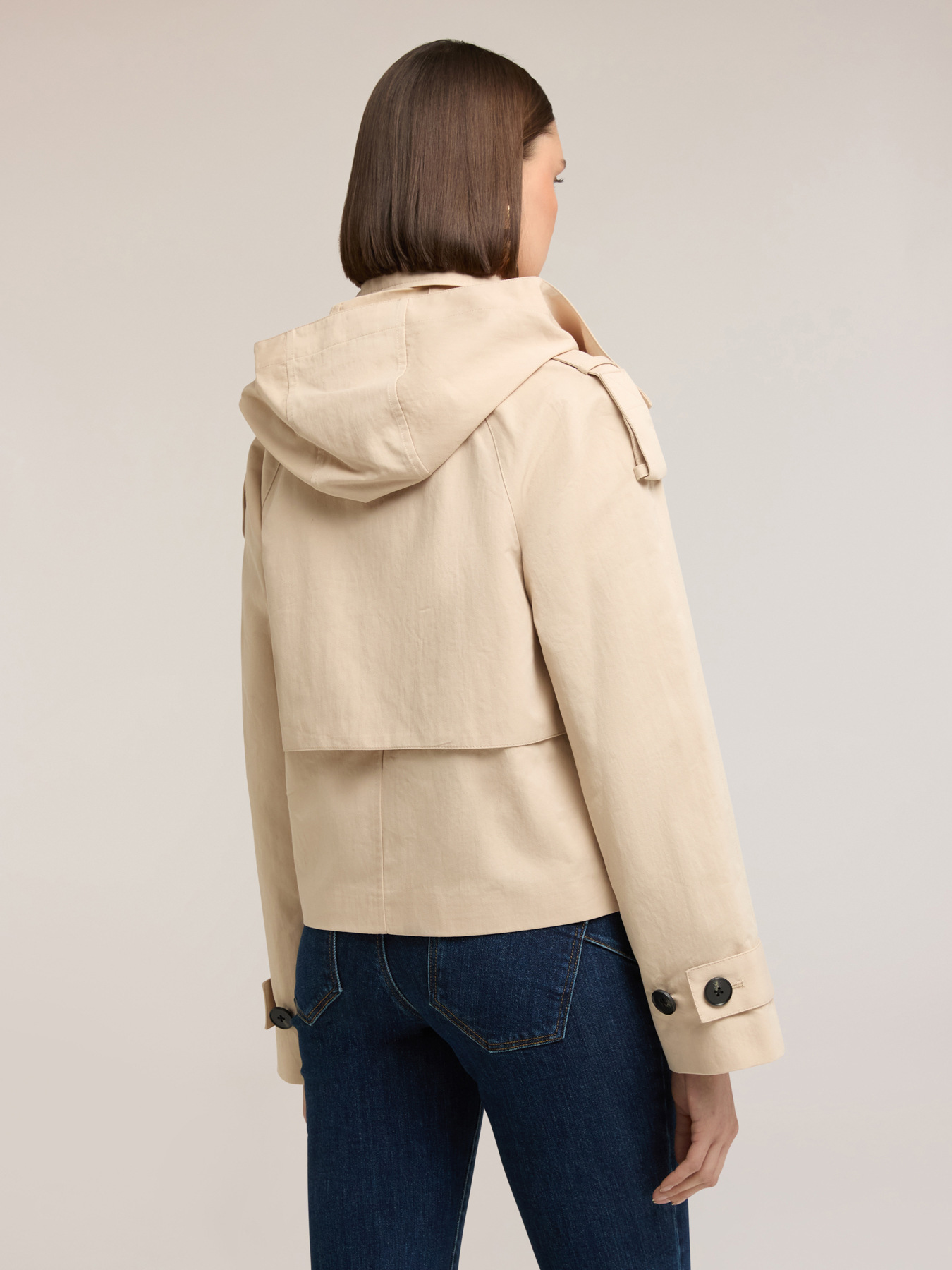 Trench corto in gabardina misto cotone image number 1