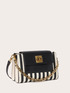 Borsa a tracolla con righe e catena image number 3