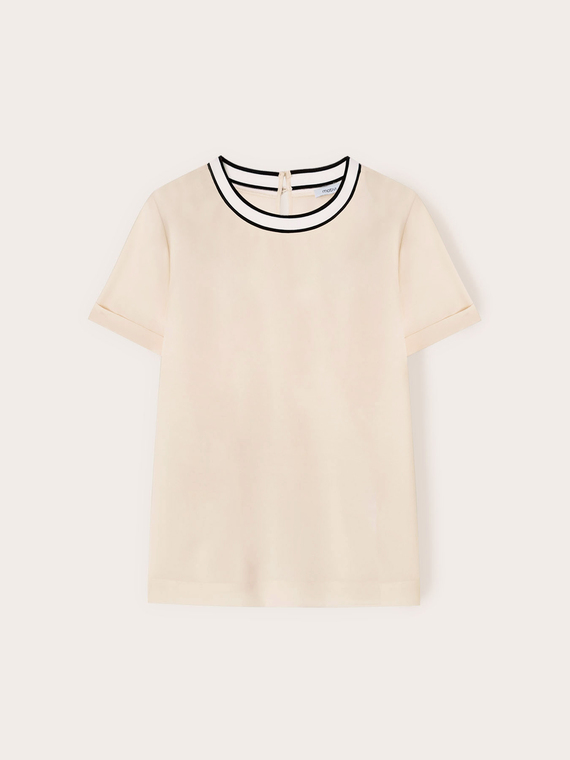 Blusa con bordo in maglia