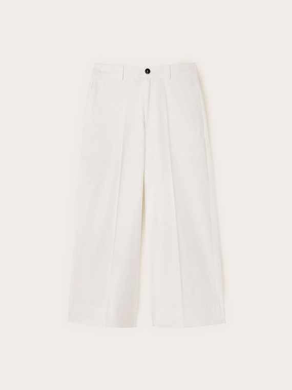 Pantaloni cropped in tela misto cotone