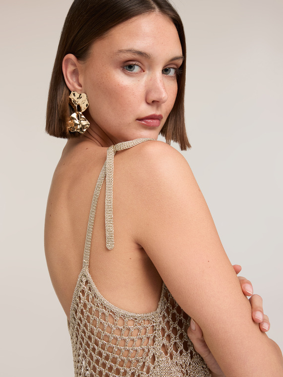 Top in maglia traforata in lurex