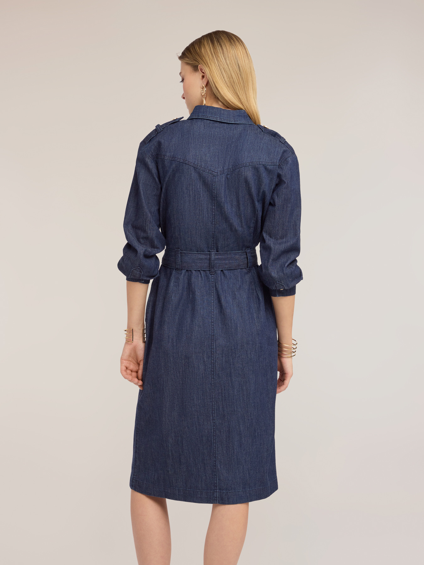 Vestito chemisier in denim con cintura image number 1