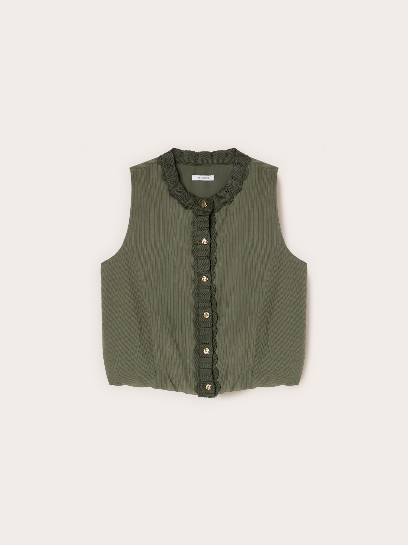Top misto lyocell con bordi in maglia image number 4