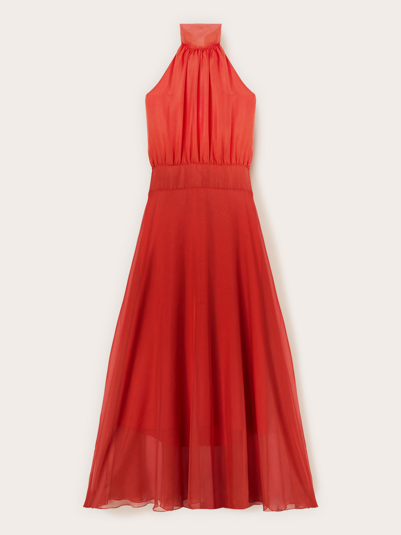 Vestito lungo in voile con scollo halter image number 4