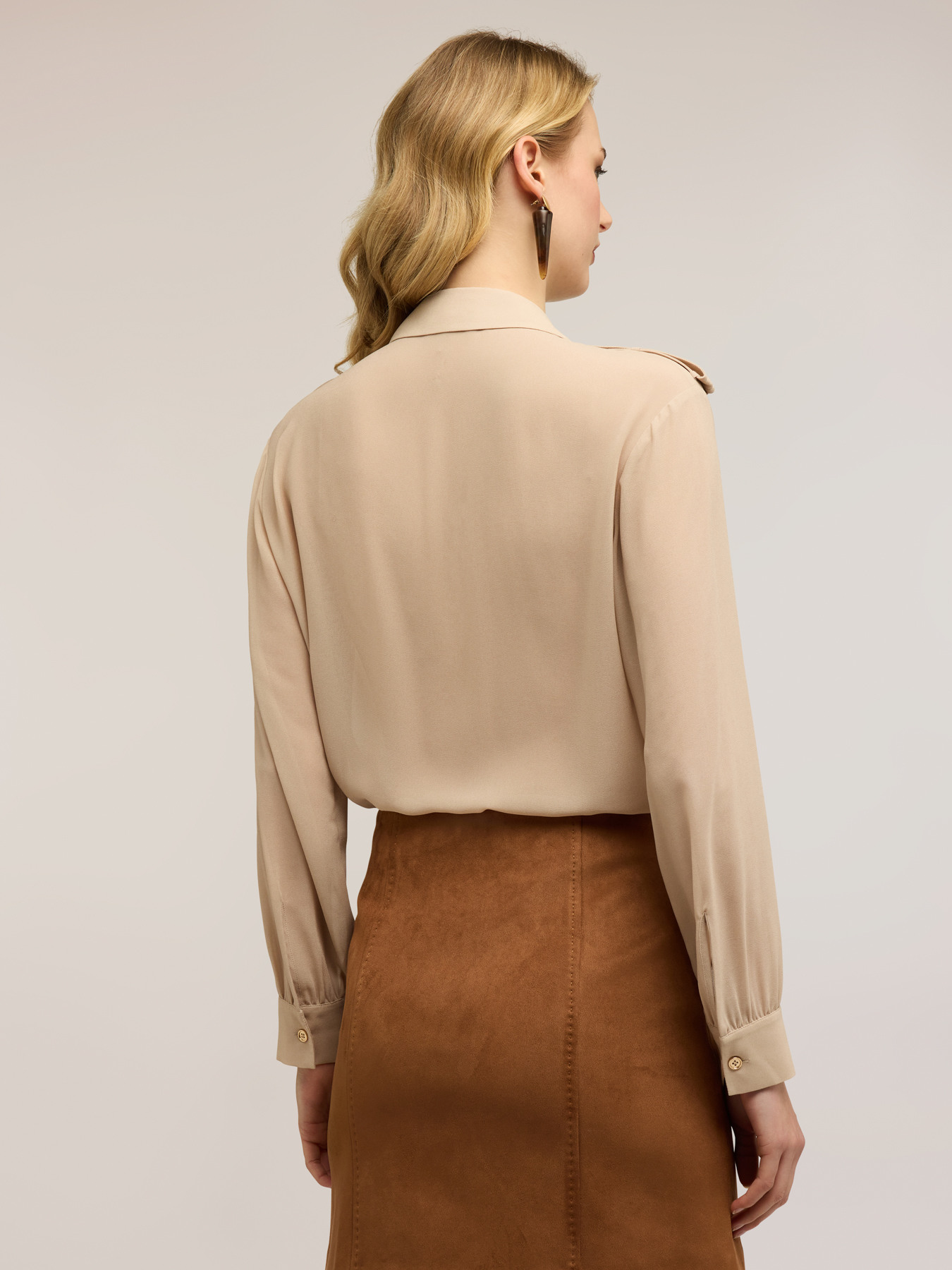 Camicia in georgette con dettagli military image number 1