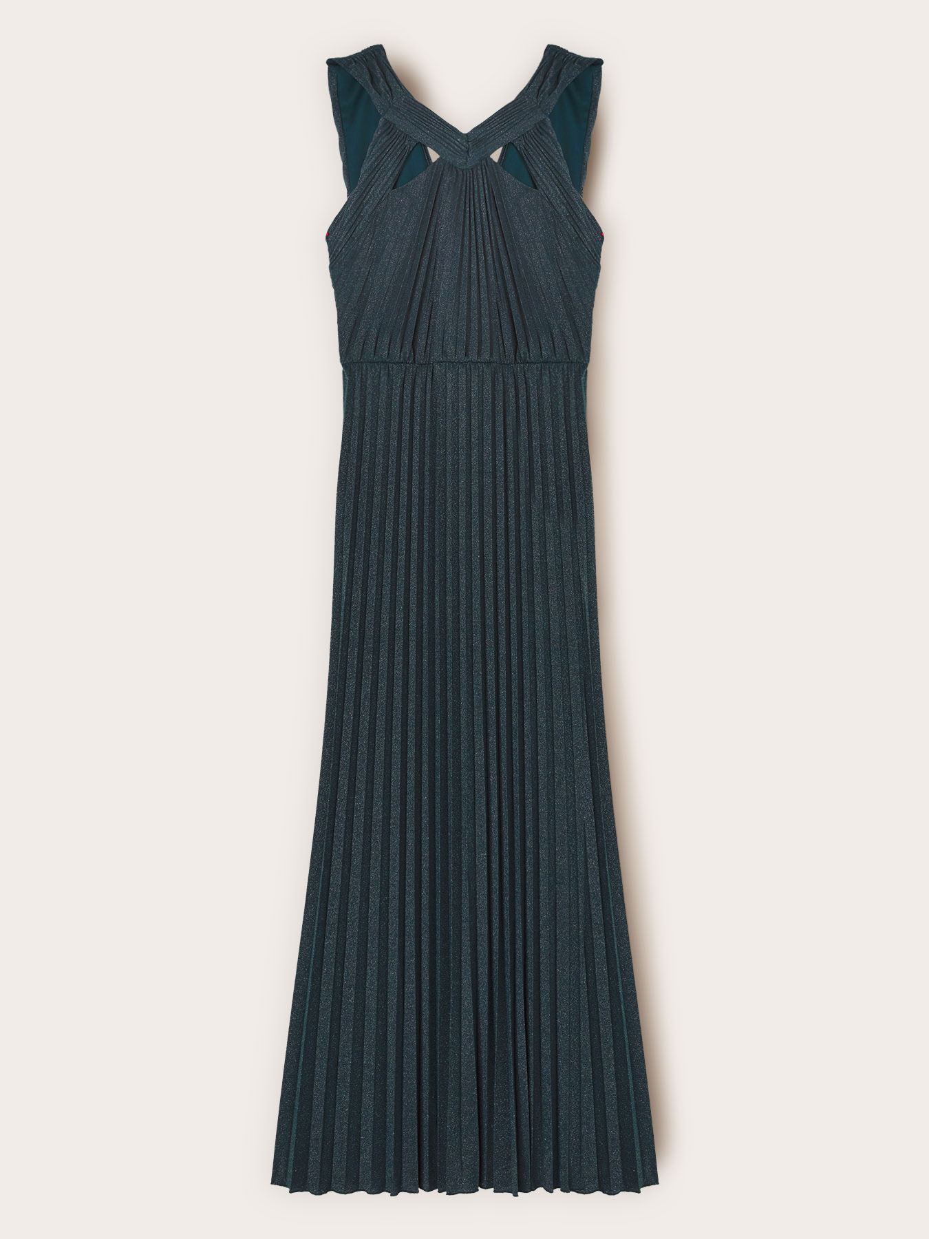 Vestito lungo in jersey lurex pliss&eacute; image number 5