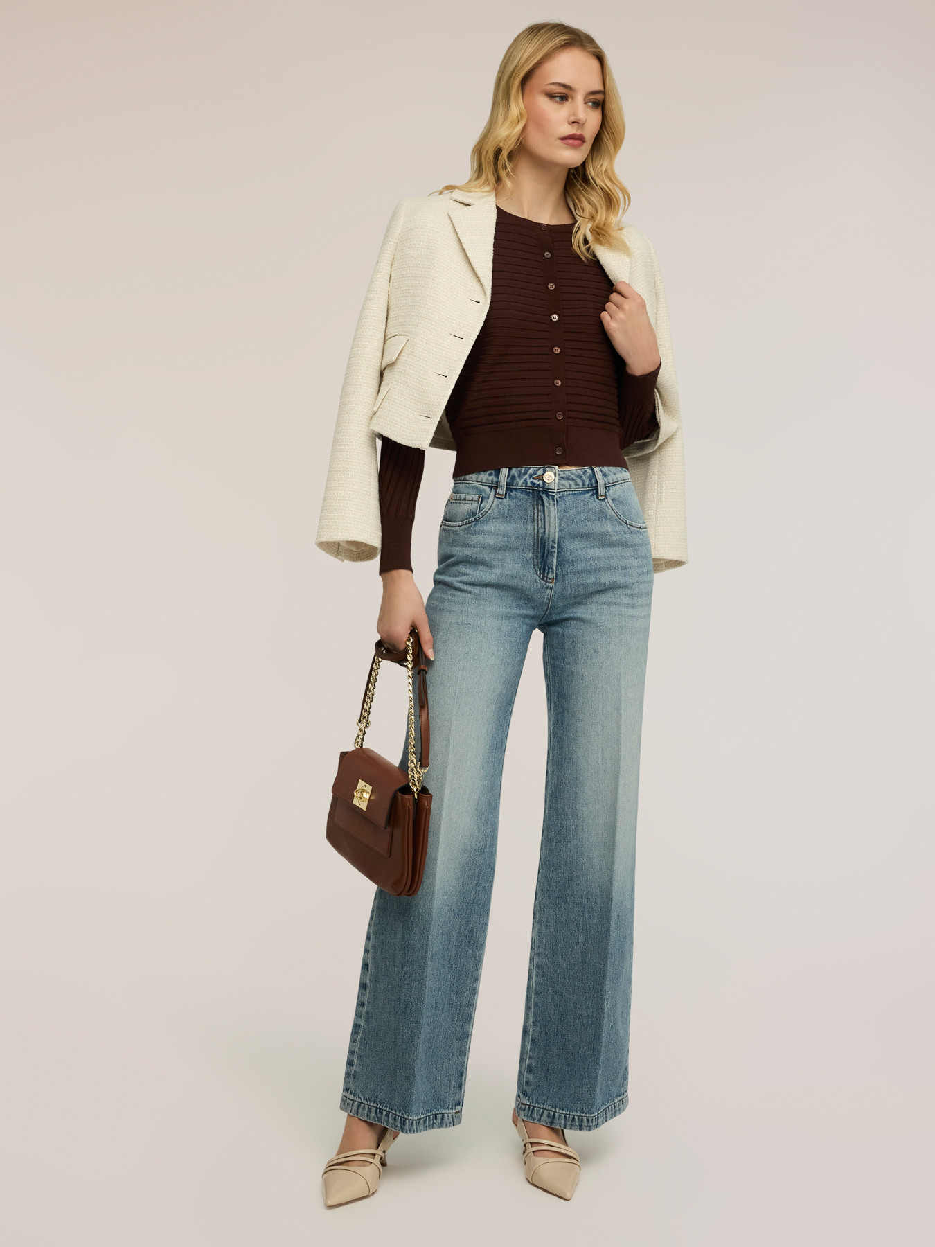 Jeans palazzo con piega stirata image number 0