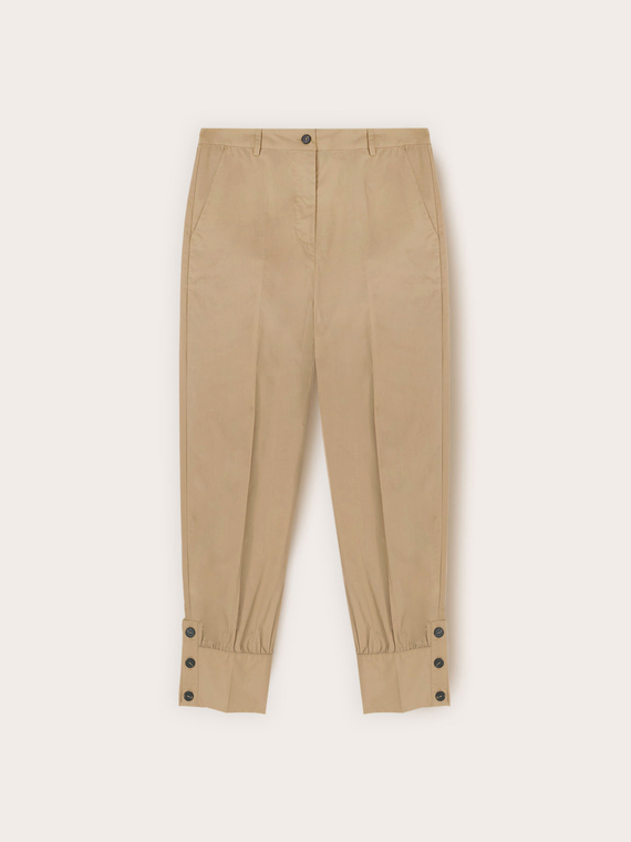 Pantaloni con polso in popeline