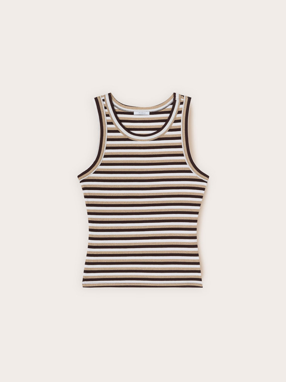Top a righe in misto viscosa lurex