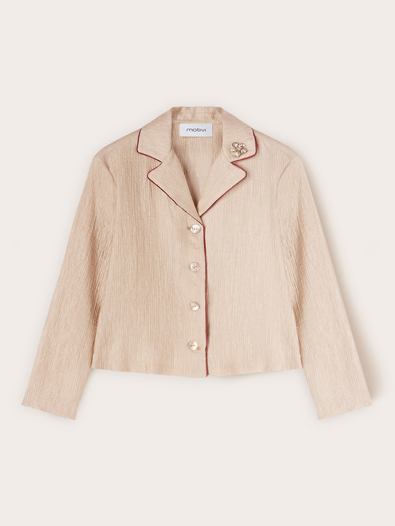 Camicia in cr&eacute;pon con applicazione gioiello