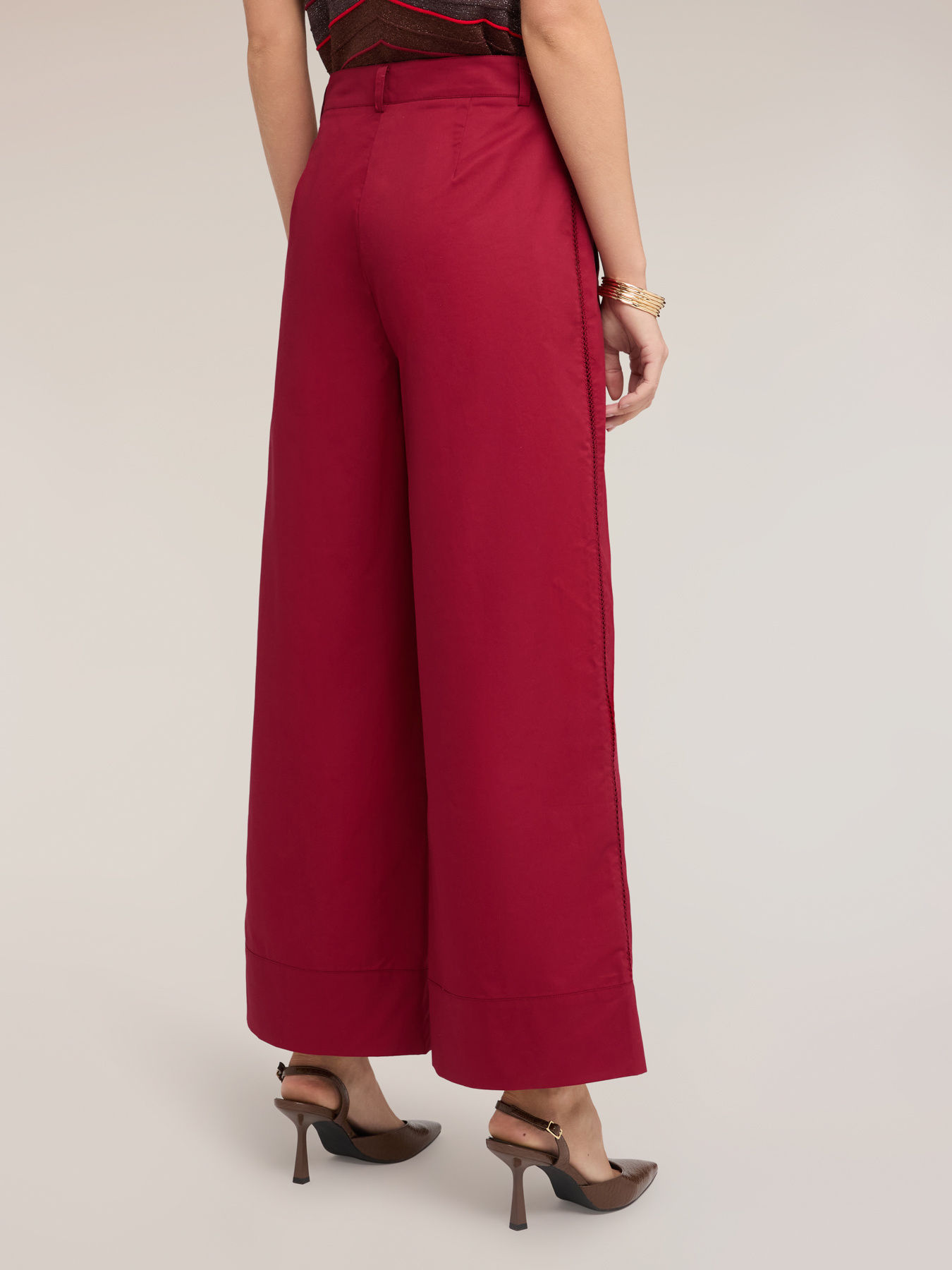 Pantaloni cropped in twill di cotone image number 1