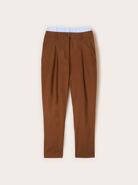 Pantaloni carrot in tela di cotone