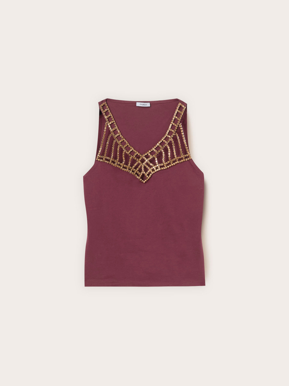 Top con strass a rete