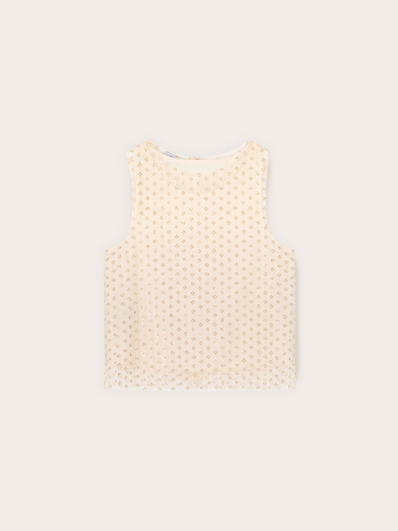 Top in tulle ricamato
