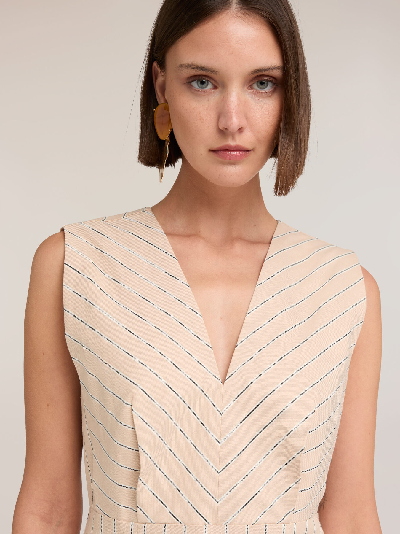 Vestito a tubino a righe in misto lino image number 3