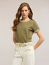 T-shirt con bordi in maglia image number 0