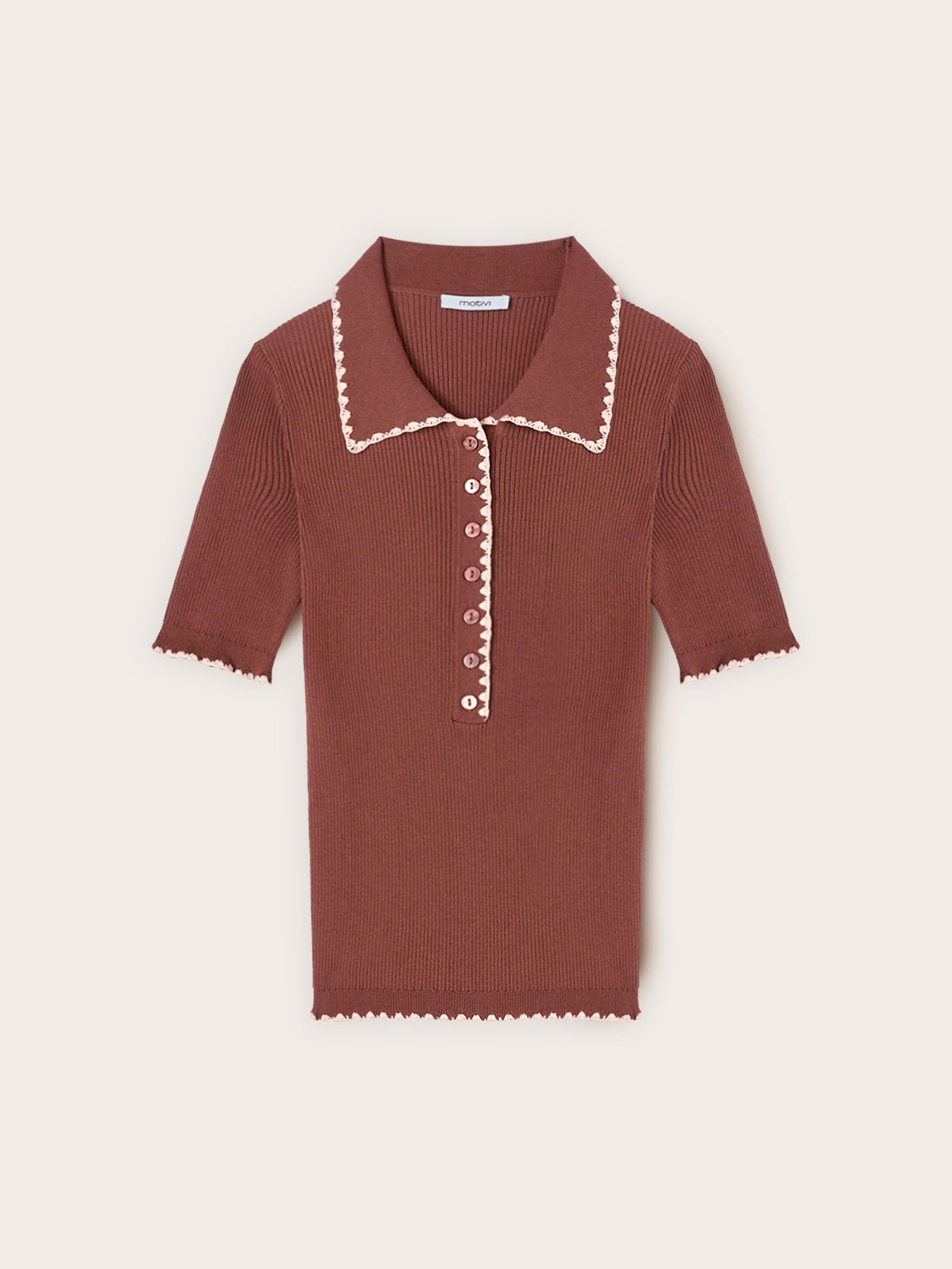 Polo in maglia fine con smerlo image number 4