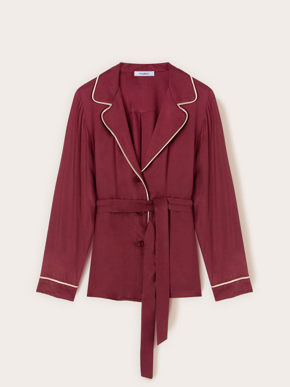 Camicia in twill di viscosa con profili a contrasto