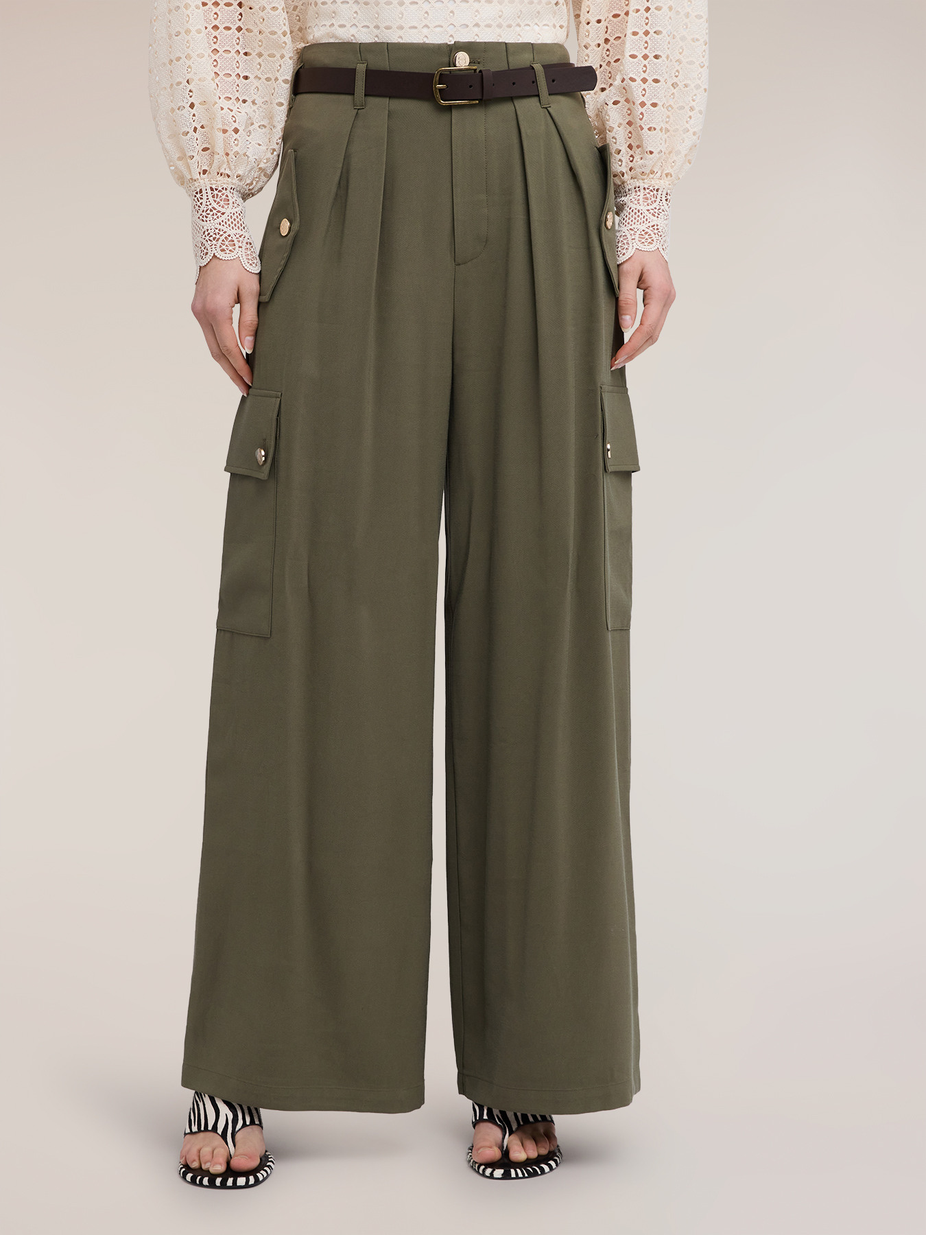 Pantaloni palazzo con tasche cargo image number 2