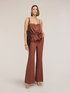 Top in raso jacquard con pizzo image number 0
