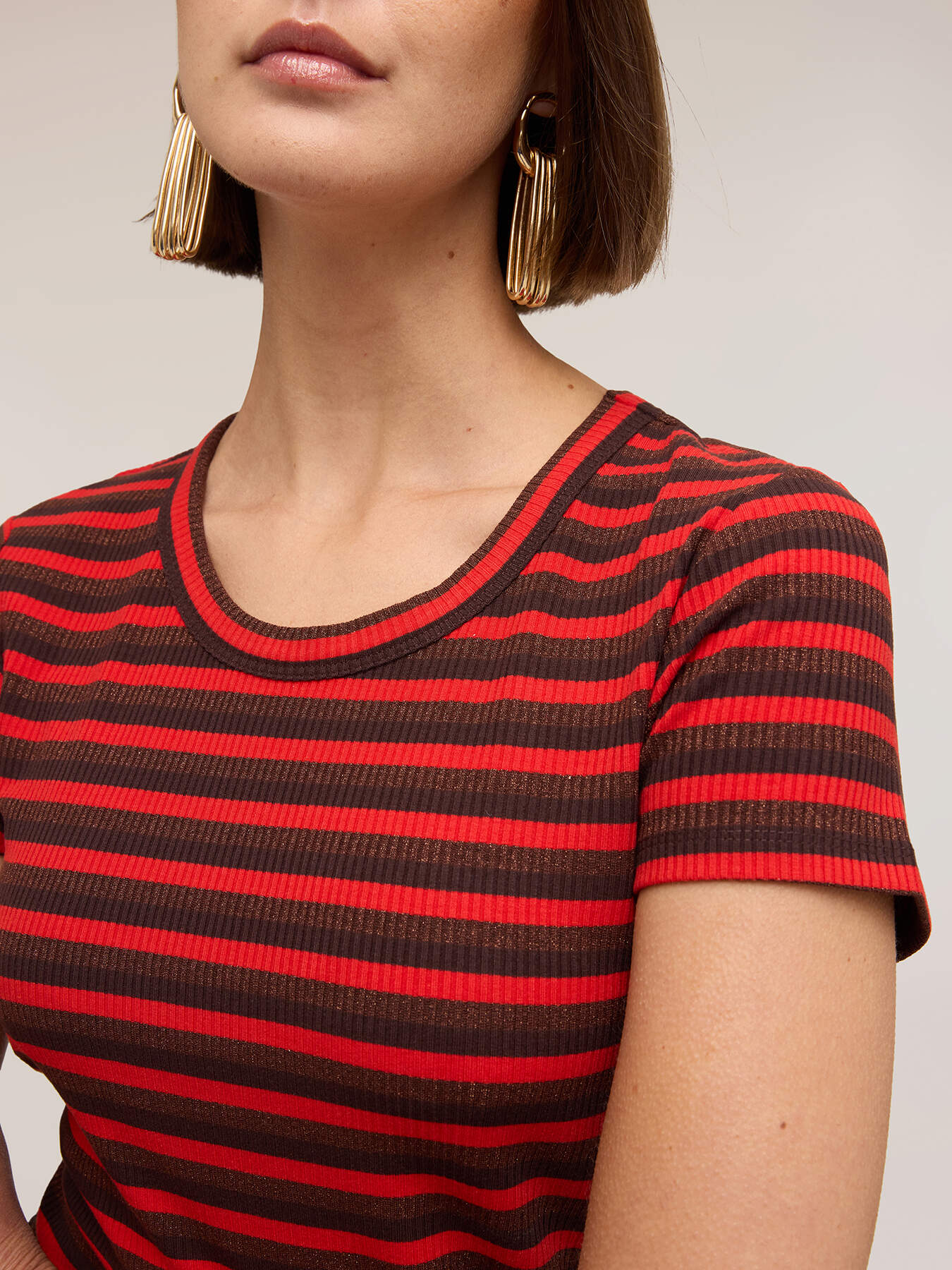 T-shirt a righe in jersey misto lurex image number 3