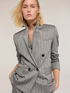 Blazer doppiopetto gessato in misto lino image number 0