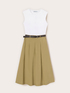 Vestito midi con cintura e gonna in popeline image number 4